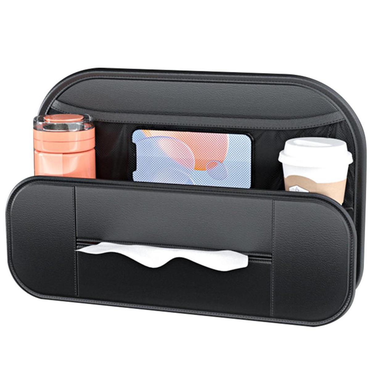 Leather Car Backseat Organizer With Tissue Bag Holder